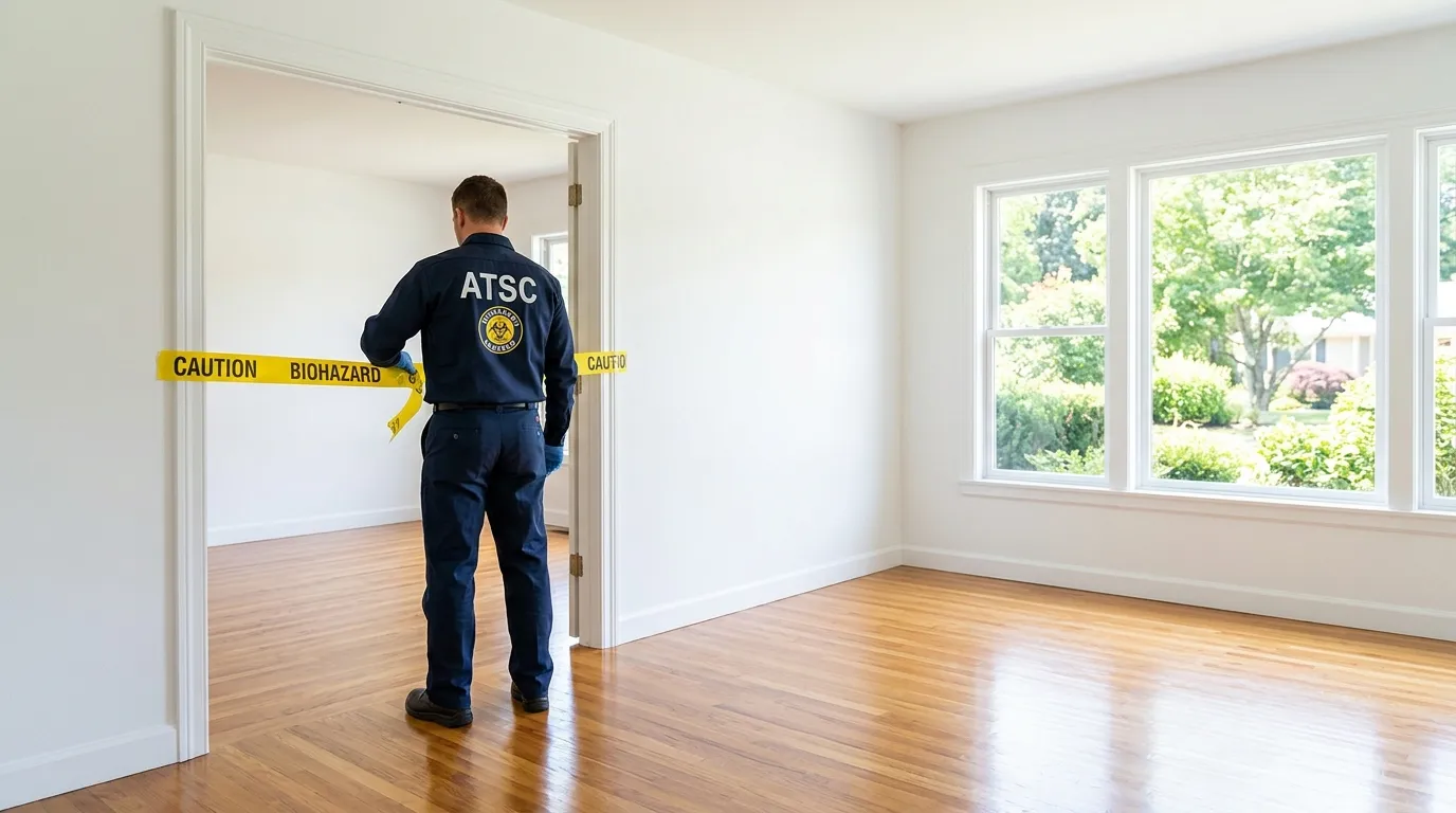 Certified biohazard cleanup crew performing Crime Scene Cleanup in Monroe